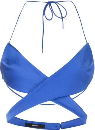 Alex Perry Hudson cut-out wraparound top - women - Triacetate/Polyester - 6 - Blue