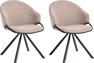 Beliani Conjunto De 2 Sillas De Comedor De Estilo Escandinavo Tapizado De Tela Repelente Al Agua Sal&oacute;n Comedor Gris Pardo Mystic