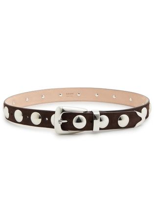 Khaite Benny Studded Suede Belt - Dark Brown - 32 (UK10/ M)