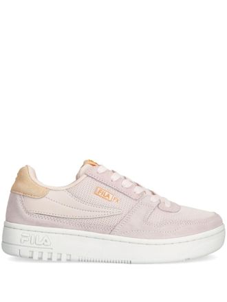 Pink and gold fila shoes on sale