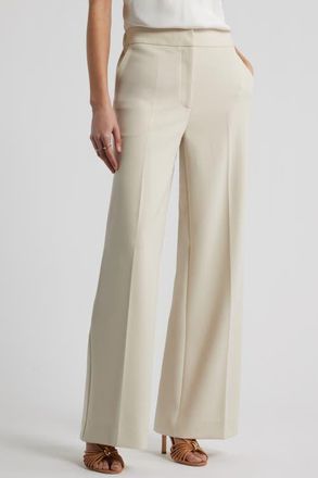 Nordstrom The Lennox Wide Leg Trousers in Beige Oatmeal at Nordstrom, Size 12