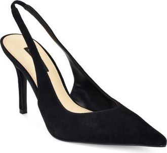 Nine West Gerts Slingback Pointed Toe Pump in Black Suede at Nordstrom, Size 10.5
