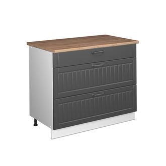 Vicco Mueble Bajo De Cocina Fame-line, Gris Oscuro/blanco, 100 Cm, Et Roble, Vicco