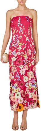 endless rose Floral Embroidered Strapless Maxi Dress in Mulberry at Nordstrom, Size X-Small