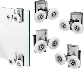 OEM Ruedas Para Puerta De Ducha, Ruedas De 23 Mm, Aptas Para Puertas De Ba&ntilde;o De Cristal (23 Mm / 2 Ruedas Superiores + 2 Ruedas Inferiores)
