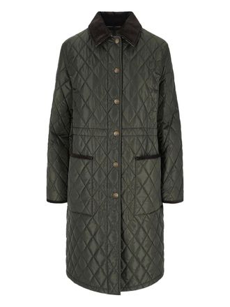 Burberry corduroy-collar coat - Green