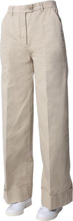 Aspesi Wide-Leg Cotton Trousers - Beige