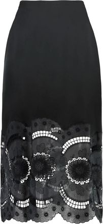 Stella McCartney Broderie Anglaise Satin Midi Rok - Dames - Midirokken - Zwart - S - Katoen - Rokken