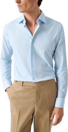 Eton Slim Fit Solid 4Flex Dress Shirt in Light Blue at Nordstrom Rack, Size 15.5