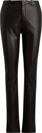 Ralph Lauren Collection Leren broek met platte voorkant - Bruin