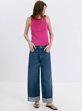 Mango Top maglia sottile collo barca fucsia - Donna - XXS - MANGO