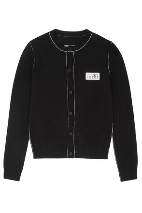 Maison Margiela Fitted Cardigan with Iconic Numeric Logo and Contrast Trim