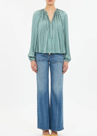 Ulla Johnson Electra Long Sleeve Blouse In Sea Glass