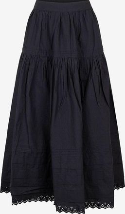 D&ocirc;en Bestickter ausgestellter Popeline-Midirock Sebastiane