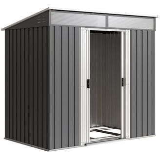 OUTSUNNY Caseta de jard&iacute;n 195x122x181.5 cm gris oscuro