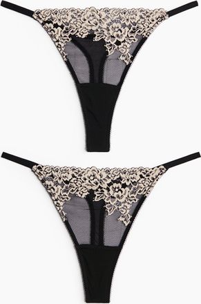 H&M 2er-Pack Tangas mit Spitze - Schwarz