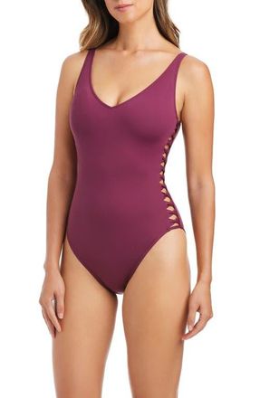 Bleu Rod Beattie Kore Cutout One-Piece Swimsuit in Plum at Nordstrom, Size 12