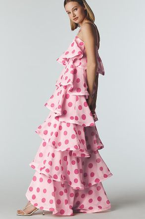 Elliatt Square-Neck Tiered Ruffle Midi Dress