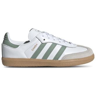 adidas Boys adidas Originals Samba - Preschool - White / Silver Green / Gum Size 10.5
