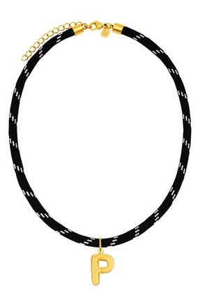 Petit Moments Bubble Initial Pendant Cord Necklace in Black-P at Nordstrom