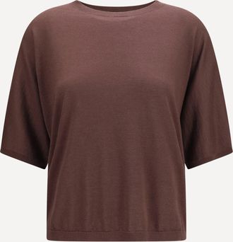 Brunello Cucinelli Maglione a maniche corte in cashmere e seta Woman M
