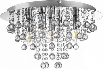 Nino Leuchten L&aacute;mpara De Techo De 46 Cm, Cromo Acr&iacute;lico, Cristal Transparente, 5 Bombillas E14