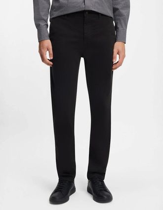 HUGO BOSS Mens BOSS Orange Mens Tapered-Fit Chinos in Stretch-Cotton Satin - Black 001 - Size: W32 l32