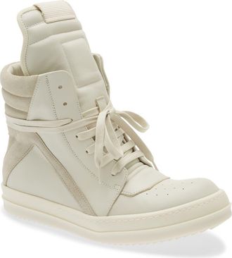 Rick Owens Geobasket High Top Sneaker in Dirty Milk/Pearl Milk at Nordstrom, Size 10Us