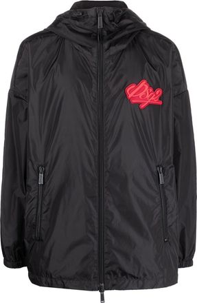 Dsquared2 chest logo-patch hooded jacket - men - Polyamide/Polyamide - M - Black