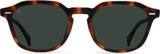 Raen Optics Clyve 52mm Polarized Round Sunglasses in Espresso Tortoise/Green Polar at Nordstrom