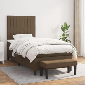 vidaXL Vidaxl - Cama Box Spring Con Colch&oacute;n Tela Marr&oacute;n Oscuro 90x200 Cm