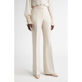 Lafayette 148 New York Saint Marks Wool & Silk Crepe Flare Pants in Pearl at Nordstrom Rack, Size 16 (Similar To 14W)