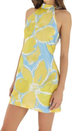 Hutch Sleeveless A-Line Shift Dress In Gardenia, Yellow & Blue
