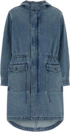 Michael Kors Hooded Denim Parka - Dames - Parka Jassen - Blauw - Xs/S - Denim - Jassen