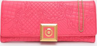 Versace Pink Leather Vanitas Chain Clutch