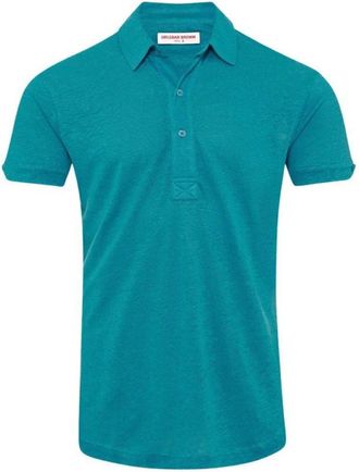 Orlebar Brown Veranda Blauw Linnen Polo Shirt - Heren - Polos - Blauw - XL - Linnen - Tops