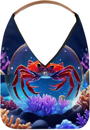 Generic Crab Crystal Ball Reusable Lightweight Grocery Bags - Foldable Into Compact Pouch, Washable & Sturdy, Multipurpose for Shopping and Travel