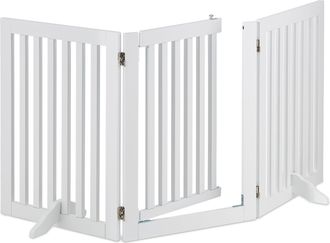 Relaxdays Relaxdays - Barrera Seguridad Perros, Animales, Valla Protecci&oacute;n Mascotas, Puerta, 70x154cm, Plegable, 3 Paneles, Blanca