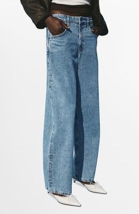 Mango Selection Mid Rise Straight Leg Jeans in Medium Blue at Nordstrom Rack, Size 0