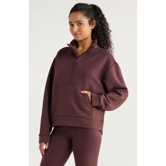 Zella Textured Half Zip Pullover in Burgundy Fudge at Nordstrom Rack, Size Medium