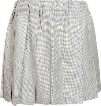 P.A.R.O.S.H. Pied-&agrave;-Poule Strass Pleated Mini Skirt