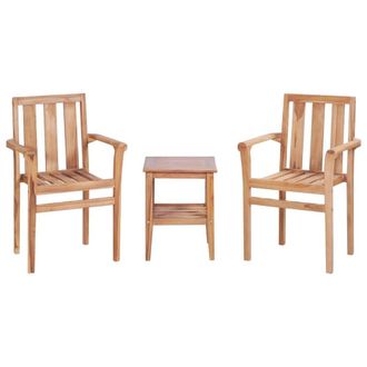 Berkfield Home 3 Piece Bistro Set Solid Teak in Brown