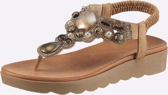 Heine Zehentrenner HEINE, Damen, Gr. 36, camel, Synthetik, Schuhe Zehentrenner