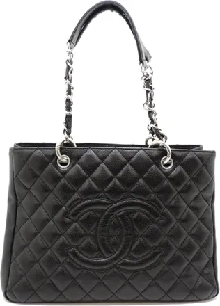 Chanel Black Grained Calfskin Tote Bag (Pre-Owned)