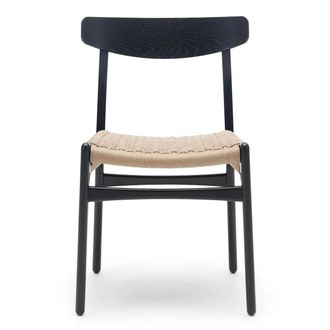 Carl Hansen & S&oslash;n CH23 Chair Stuhl, Eiche schwarz lackiert / Naturgeflecht