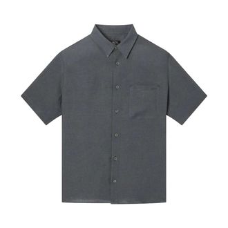 A.P.C. Grey Linen Short-Sleeve Casual Shirt