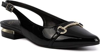 Jones New York Womens Slingback Flats - Classic Pointed Toe Dress Shoes with Back Straps and Low Heel, Black-buckle, 7.5 UK
