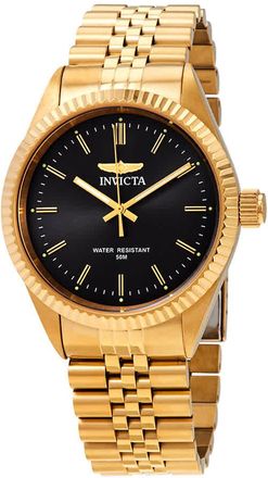 Invicta Specialty Black Dial Yellow Gold-tone Mens Watch 29383