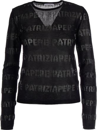 Patrizia Pepe Ronde hals gebreid - Dames - Ronde hals truien - Zwart - M - Polyester - Truien & Vesten