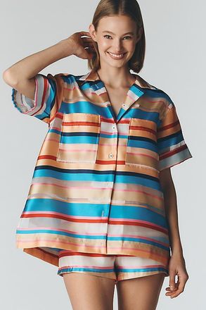 Maeve Oversized Short-Sleeve Buttondown Top